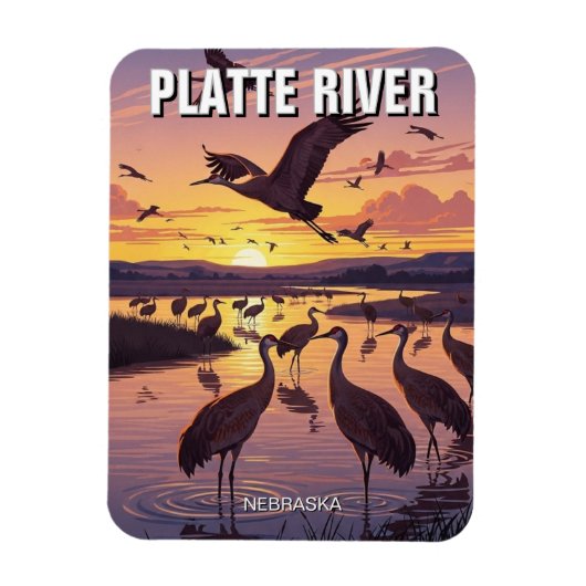 Platte River Sandhill Cranes Nebraska Travel マグネット (縦)