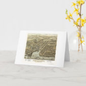 PlattsburghのNYのパノラマ式の地図- 1877年 カード (黄色い花)