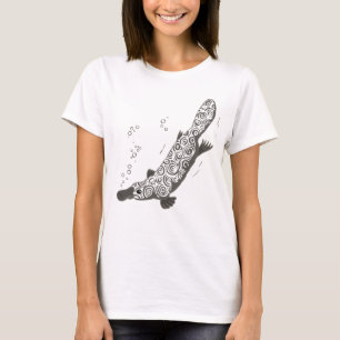 Platypusの灰色の緑女性Tシャツ Tシャツ