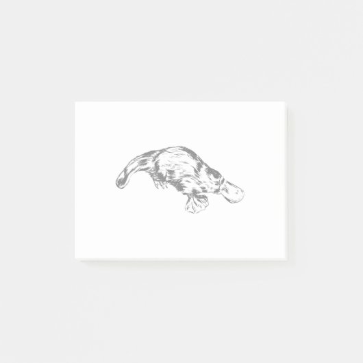 Platypusリアル白黒イラストレーション ポストイット (正面)