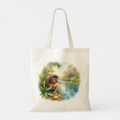 Platypus at the River REF75 - Watercolor トートバッグ (裏面)