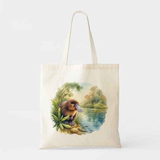 Platypus at the River REF75 - Watercolor トートバッグ (正面)