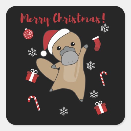 platypus Christmas Tabes Sweet Animals スクエアシール (正面)