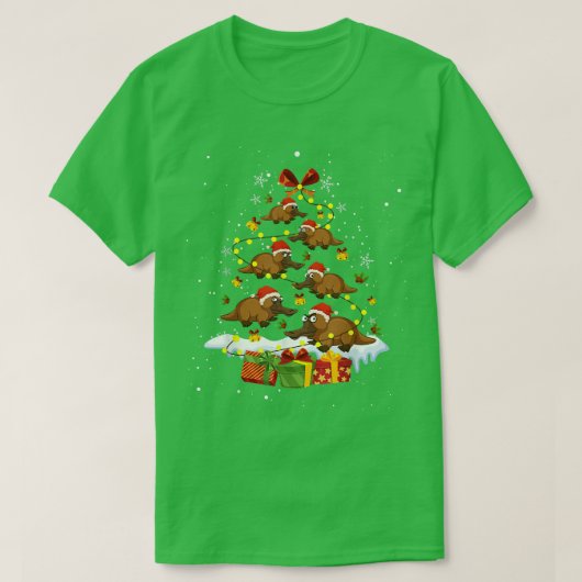 Platypus Christmas Tree Beaver Cute Funny Tシャツ (デザイン正面)