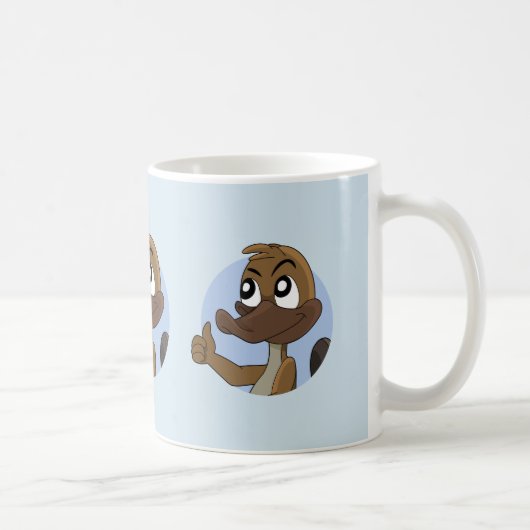 Platypus giving thumbs up cartoon coffee mug コーヒーマグカップ (右)