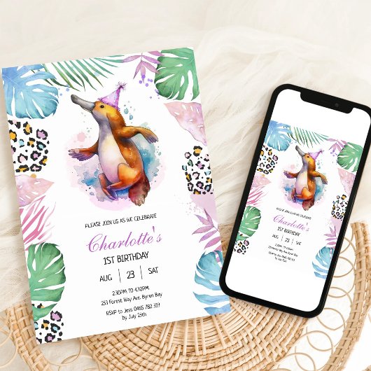 Platypus Kids Birthday Invitation 招待状