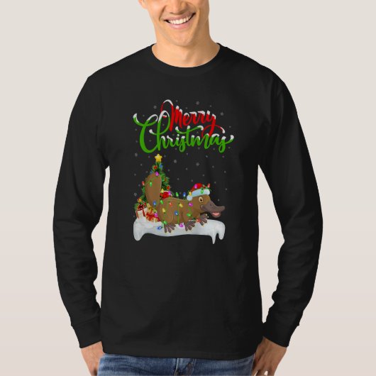 Platypus Xmas Decorations Santa Platypus Christma Tシャツ (正面)