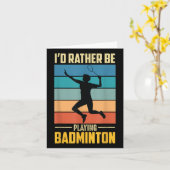 Play Badminton Shuttle Retro Badminton Player Game カード (黄色い花)