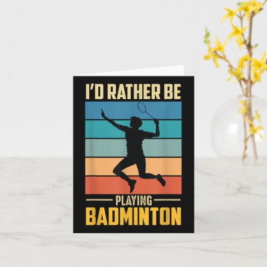 Play Badminton Shuttle Retro Badminton Player Game カード (黄色い花)