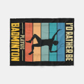 Play Badminton Shuttle Retro Badminton Player Game フリースブランケット (正面(横))