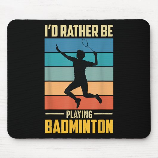 Play Badminton Shuttle Retro Badminton Player Game マウスパッド (正面)
