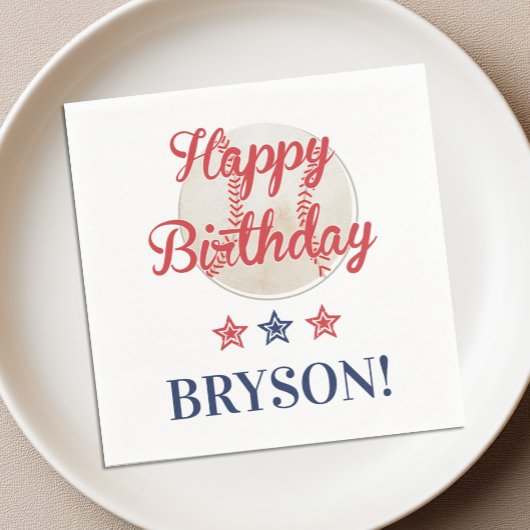 Play Ball! Baseball Birthday Napkin スタンダードカクテルナプキン