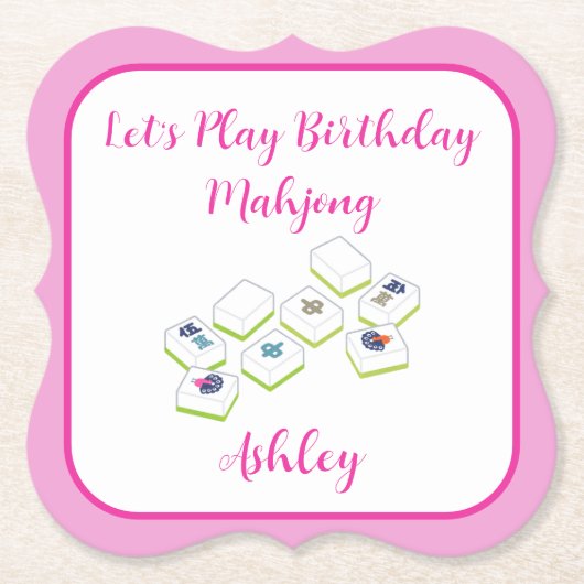 Play Birthday Mahjong PERSONALIZE ペーパーコースター (正面)