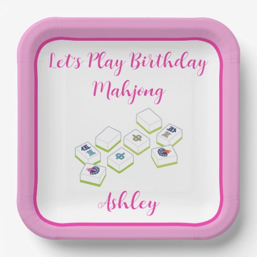 Play Birthday Mahjong PERSONALIZE ペーパープレート (正面)