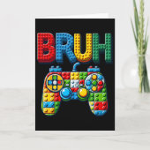 Play Building Blocks Bruh Saying Gamer Boys Brick  カード (正面)