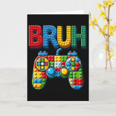 Play Building Blocks Bruh Saying Gamer Boys Brick  カード (黄色い花)