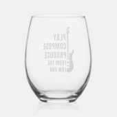 PLAY, COMPOSE, PRODUCE FROM THE LOW END ステムなしワイングラス (裏面)