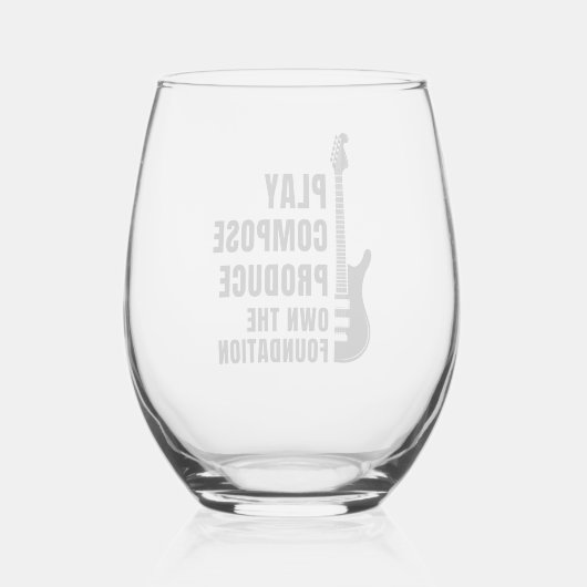 PLAY, COMPOSE, PRODUCE FROM THE LOW END ステムなしワイングラス (裏面)