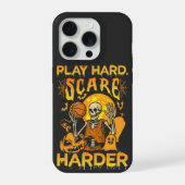 Play Hard Scare Harder Sports Halloween iPhoneケース (裏面)