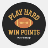 Play Hard, Win Points  Retro Game Day Sports  ラウンドシール (正面)