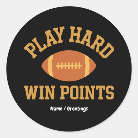 Play Hard, Win Points  Retro Game Day Sports  ラウンドシール (正面)