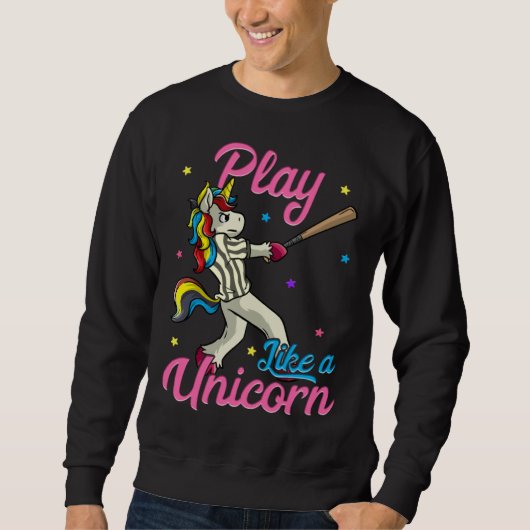 Play Like a Unicorn Female Baseball Player スウェットシャツ (正面)