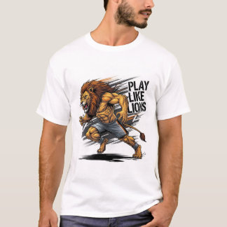 Play Like  Lion – Moroccan Flag Power & Football  Tシャツ