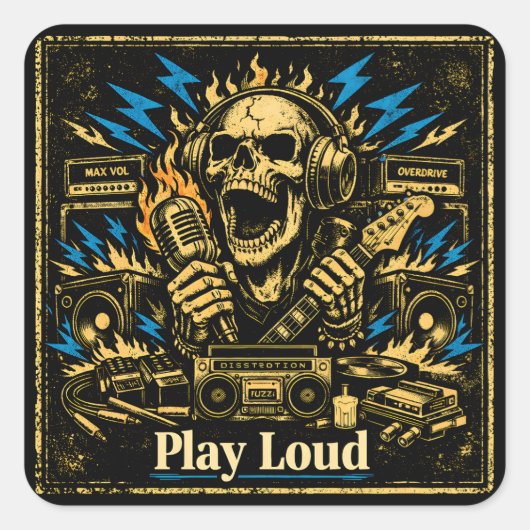 Play Loud – Volume Up Music Rebellion スクエアシール (正面)