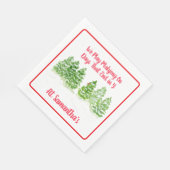 Play MAHJONG Watercolor Winter Trees PERSONALIZE スタンダードランチョンナプキン (角)