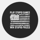Play Stud Games Win Stud Prizes - Sarcastic Usa Fl ラウンドシール (正面)