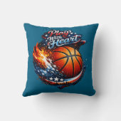 Play With Heart Basketball Motivational Throw Pill クッション (裏面)