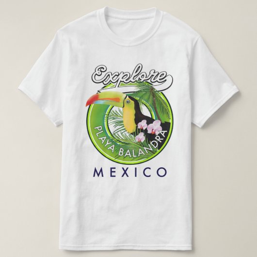 Playa Balandra Mexicoレトロロゴ Tシャツ (デザイン正面)
