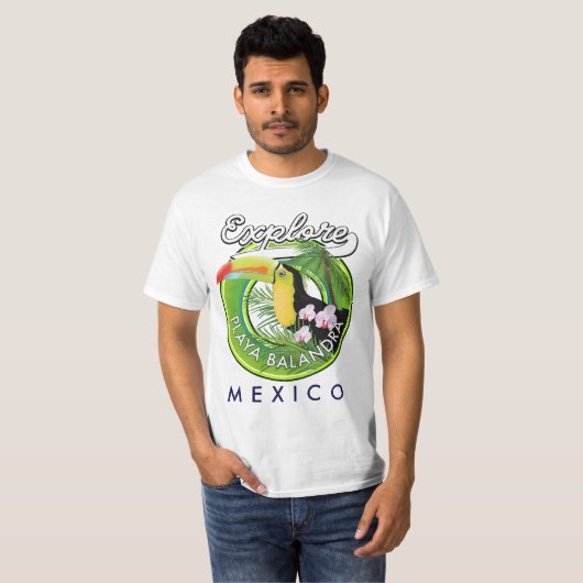 Playa Balandra Mexicoレトロロゴ Tシャツ (正面フル)