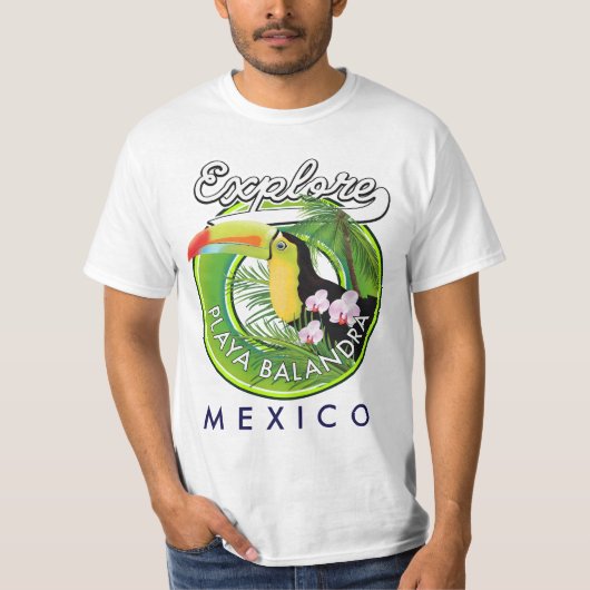 Playa Balandra Mexicoレトロロゴ Tシャツ (正面)