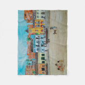 Playa de la Malvarrosa Painting by Alfred Fox フリースブランケット (正面)