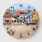 Playa de la Malvarrosa Painting by Alfred Fox ラージ壁時計 (正面)