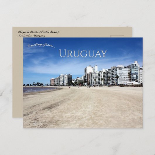Playa de Pocitos, Montevideo, Uruguay ポストカード (正面/裏面)