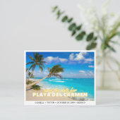 Playa del Carmenメキシコ結婚式の日付を保存 ポストカード (スタンド正面)