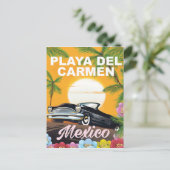Playa del Carmenメキシコ車の旅行ポスター ポストカード (スタンド正面)