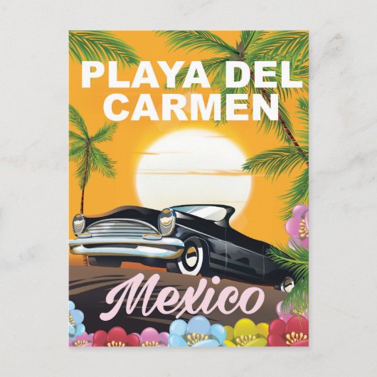 Playa del Carmenメキシコ車の旅行ポスター ポストカード (正面)