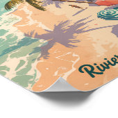Playa del Carmen Beach Illustration Travel Art ポスター (角)