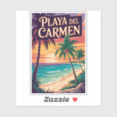 Playa del Carmen Illustration Travel Art Vintage シール (シート)
