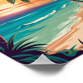 Playa del Carmen Illustration Travel Art Vintage ポスター (角)