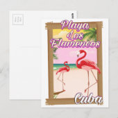 Playa Los Flamencos Cuba旅行ポスター ポストカード (正面/裏面)