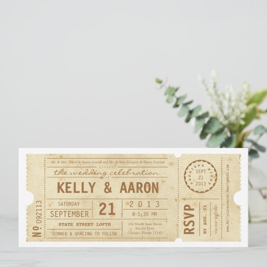 Playbillのヴィンテージの劇場チケットの結婚式招待状 招待状 (スタンド正面)