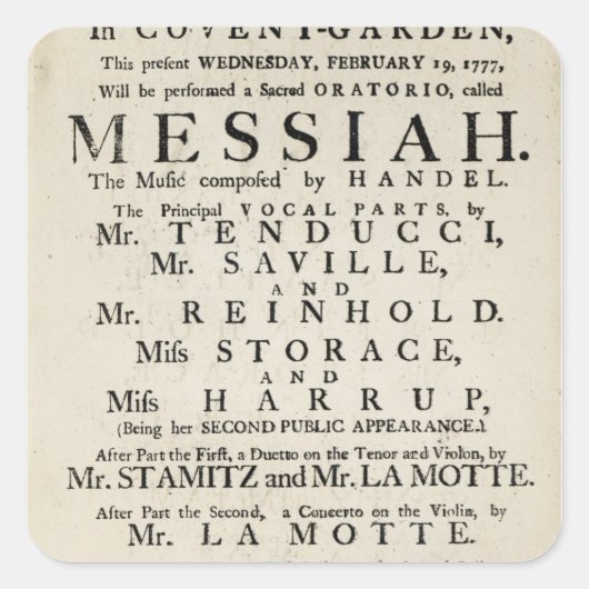 Playbill広告のパフォーマンス スクエアシール (正面)