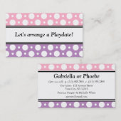 Playdateのピンクの紫色の水玉模様の名刺 コーリングカード (正面/裏面)