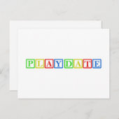 Playdateのブロックパーティ インビテーションポストカード (正面/裏面)