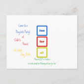 Playdateのブロックパーティ インビテーションポストカード (裏面)