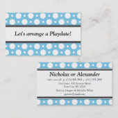 Playdateの青い水玉模様の名刺 コーリングカード (正面/裏面)